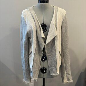Renvy Cream and Gray Lightweight Cardigan Sweater - women's size large